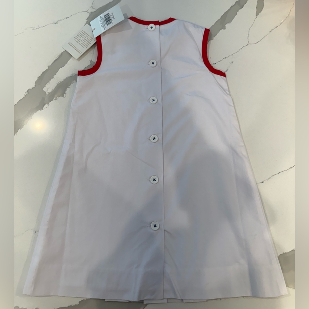Beaufort Bonnet Mary Francis Frock White Red Trim, and Blue Star Size 4T USA - Picture 7 of 7